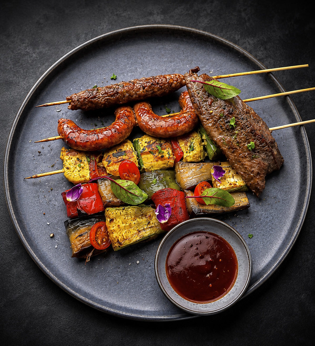 Grillade des Mille Saveurs — Mixed grill of four meats with Moroccan spices — Nuestros Menús Digitales | Dar Krepchy | Marrakech